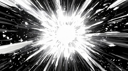 Comic style explosion illustration of radiating energy and splattered effects