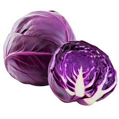 Obraz premium Fresh Purple Cabbage Slices Isolated on White Background Healthy Organic Ingredient for Vegan Diet