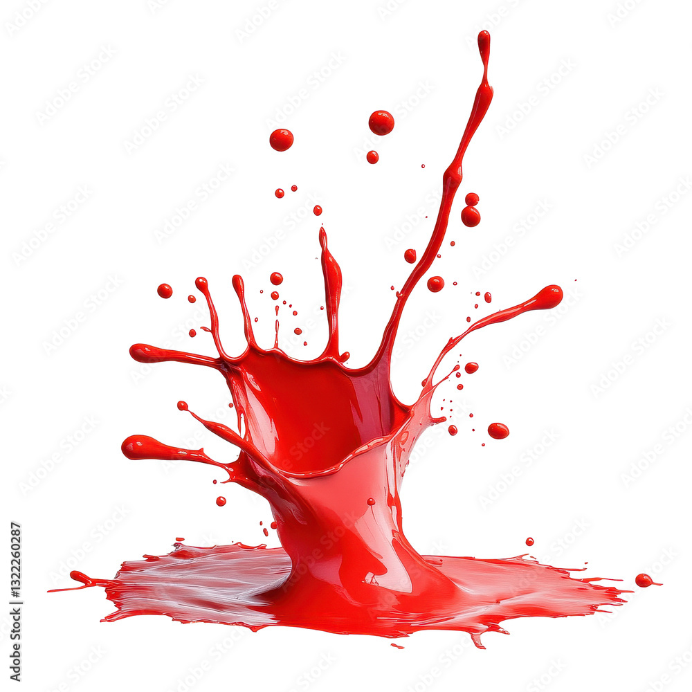 Poster red color splash creates dynamic visual effect on a transparent background in abstract art represent