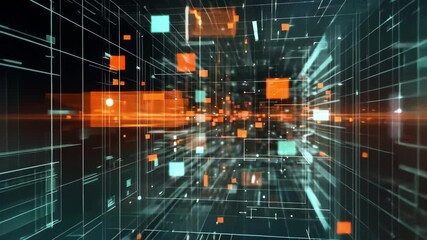 Network of connections and data flow represented through an abstract visualization of digital information, network of connections and data processing over globe - Powered by Adobe