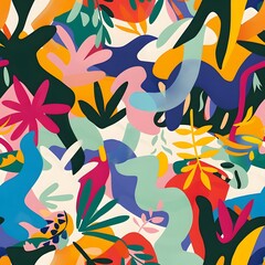 Fototapeta premium vibrant summer pattern featuring colorful abstract shapes in dynamic hues. generative ai