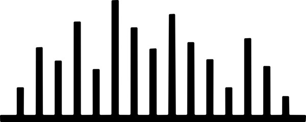 Sound wave icon. Analog and digital audio signal and graph. Music equalizer. Interference voice recording. High frequency radio wave. Vector illustration.
