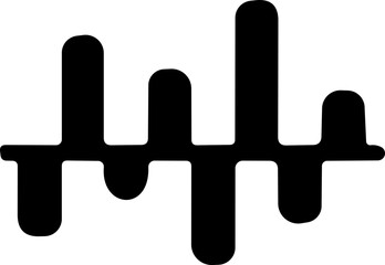 Sound wave icon. Analog and digital audio signal and graph. Music equalizer. Interference voice recording. High frequency radio wave. Vector illustration.