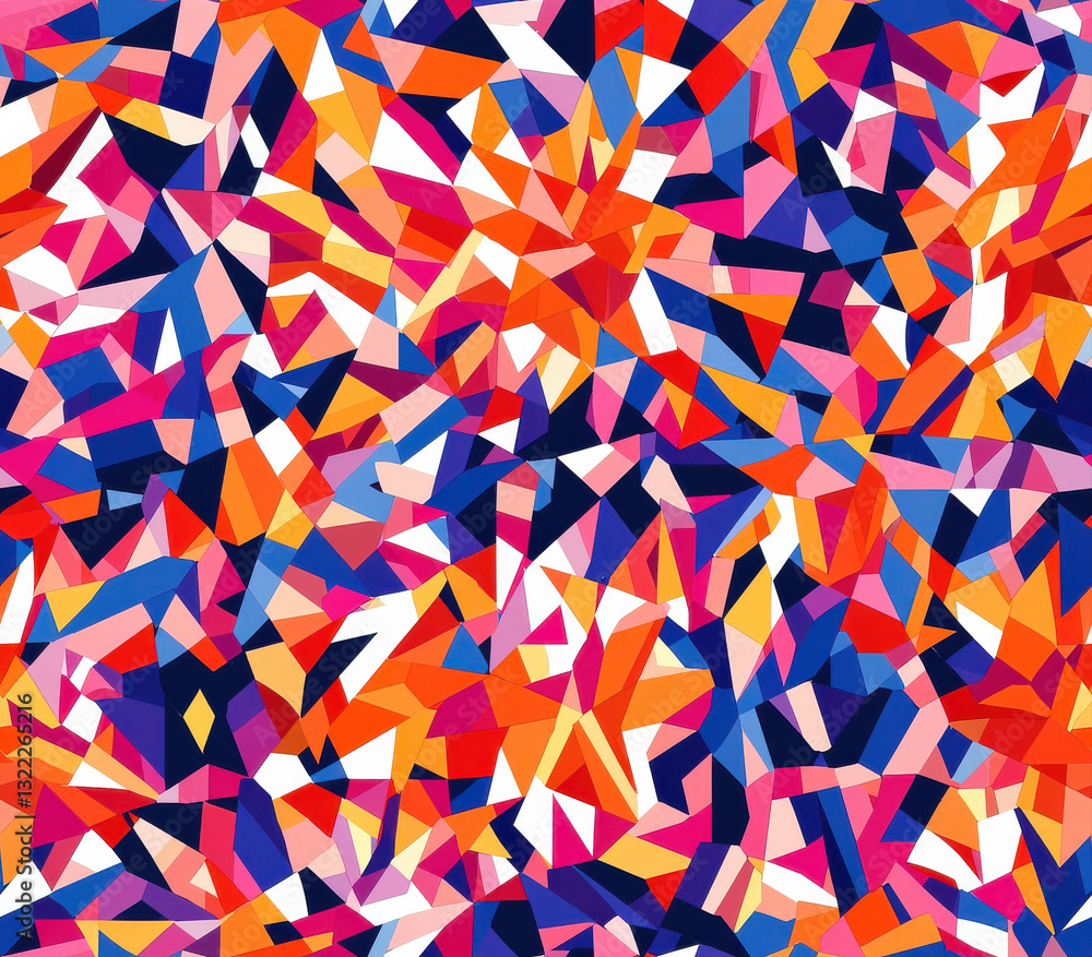 Aufkleber vibrant array of angular shapes in warm orange and pink hues, creating lively pattern, seamless patt
