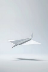 minimalist 3d rendering of a white paper airplane, showcasing creativity and innovation. generative ai