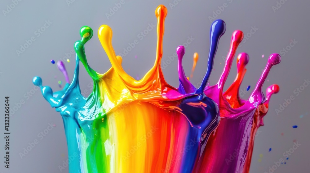 Poster dynamic splashes of paint in various colors burst upward, creating a stunning visual effect against 