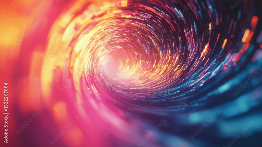 Poster vibrant spiral tunnel of colors draws the viewer into a luminous world filled with dynamic light pat