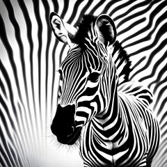 Zebra with striking black and white striped pattern