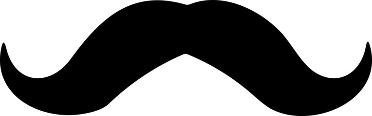 Hipster Mustache Icon – Black Silhouette of Man’s Facial Hair | Father’s Day Symbol Vector Illustration