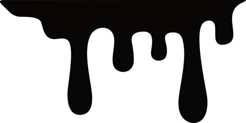 Paint dripping flat. Dripping liquid. Paint flow. Current paint, stains. Ink Current drop. Vector illustration. Flowing liquid. Stencil drops. Paint splatter. Molten. Chocolate drop. Oil drop