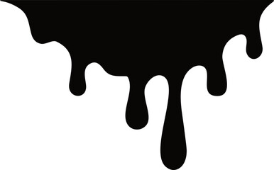 Paint dripping flat. Dripping liquid. Paint flow. Current paint, stains. Ink Current drop. Vector illustration. Flowing liquid. Stencil drops. Paint splatter. Molten. Chocolate drop. Oil drop