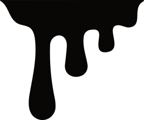 Paint dripping flat. Dripping liquid. Paint flow. Current paint, stains. Ink Current drop. Vector illustration. Flowing liquid. Stencil drops. Paint splatter. Molten. Chocolate drop. Oil drop