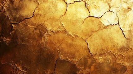 Obraz premium A golden canvas, marred by cracks, evoking an aura of age and mystery, perfect as a background for your creative projects.