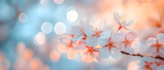 Fototapeta premium Ethereal Cherry Blossoms – Dreamy Pastel Spring Panorama