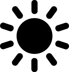 Sun Icon Vector Symbol – Black Star, Summer, Sunrise and Sunset Illustration