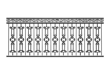 Wrought iron balcony facade.  B.