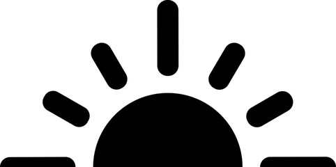Half Sun sunset and sunrise, icon vector symbol. black sun star icon. Summer, sunlight, nature, sky ,