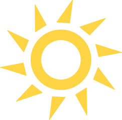 Sun icon vector symbol. Yellow sun star icon. Summer, sunlight, nature, sky sunset and sunrise,