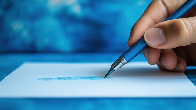 On a pristine white sheet, a hand, fueled by unwavering motivation yet battling lingering doubts, scribbles a message. The backdrop, a vibrant shade of blue, mirrors the inner turmoil of the writer