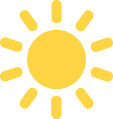 Yellow Sun Icon – Vector Symbol of Summer, Sunlight, Sunset, and Sunrise