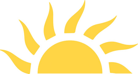 Half Sun Icon – Yellow Star Symbol of Sunrise and Sunset | Summer Vector Illustration