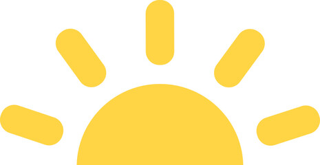 Half Sun Icon – Yellow Star Symbol of Sunrise and Sunset | Summer Vector Illustration