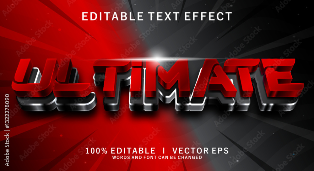 Poster ultimate 3d vector text effect with modern style design