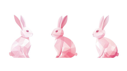 Fototapeta premium set of Minimalist Easter bunny in sleek geometric style, soft pastel gradients, modern and elegant composition, isolated on transparent background. Design element for easter card, invitation card, pub