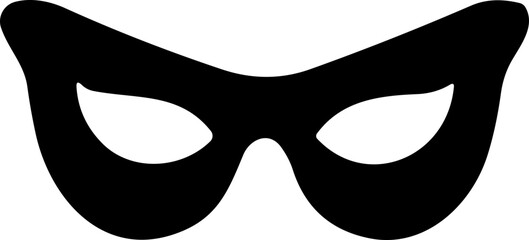 Carnival Mask Flat Icon – Black Masquerade Mask for Party, Mardi Gras, or Halloween | Vector Illustration