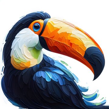 왕부리새, 임파스토 기법 일러스트, jpeg (Toucan, Impasto Techniques Illustration, jpeg)	