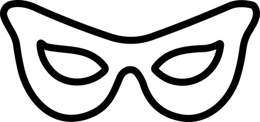 Carnival Mask Line Icon – Simple Black Masquerade Mask for Mardi Gras, Halloween, and Party | Vector Illustration
