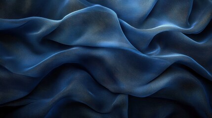 Obraz premium A canvas of deep indigo, where a sheet of dark blue tissue gracefully unfolds, its elegant folds mimicking the gentle waves of a tranquil ocean.