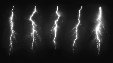 Four white lightning bolts on black background. (1)