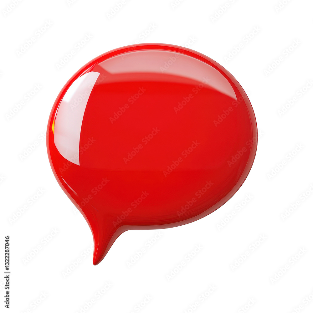 Poster red speech bubble isolated on transparent background for communication and expression, red speech bu