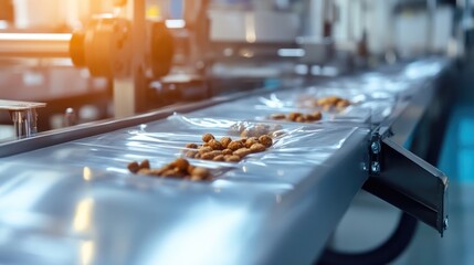 Automated Food Production Line: Nuts Packaging Process