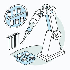 A robotic arm that applies antiseptic solutions evenly before surgery.
