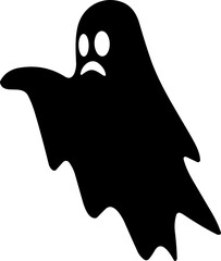 Ghost icon flat Vector. Halloween concept, Cartoon Ghost, black ghost with eyes, spooky character, ghoul or spirit monsters silhouette with spooky faces. Horror holiday flying phantoms or nightmare