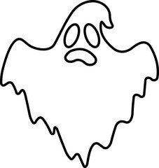 Ghost icon line Vector. Halloween concept, Cartoon Ghost, black ghost with eyes, spooky character, ghoul or spirit monsters silhouette with spooky faces. Horror holiday flying phantoms or nightmare