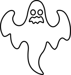 Ghost icon line Vector. Halloween concept, Cartoon Ghost, black ghost with eyes, spooky character, ghoul or spirit monsters silhouette with spooky faces. Horror holiday flying phantoms or nightmare