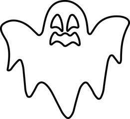Ghost icon line Vector. Halloween concept, Cartoon Ghost, black ghost with eyes, spooky character, ghoul or spirit monsters silhouette with spooky faces. Horror holiday flying phantoms or nightmare