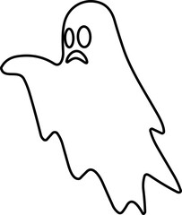 Ghost icon line Vector. Halloween concept, Cartoon Ghost, black ghost with eyes, spooky character, ghoul or spirit monsters silhouette with spooky faces. Horror holiday flying phantoms or nightmare