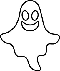 Ghost icon line Vector. Halloween concept, Cartoon Ghost, black ghost with eyes, spooky character, ghoul or spirit monsters silhouette with spooky faces. Horror holiday flying phantoms or nightmare