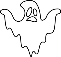 Ghost icon line Vector. Halloween concept, Cartoon Ghost, black ghost with eyes, spooky character, ghoul or spirit monsters silhouette with spooky faces. Horror holiday flying phantoms or nightmare