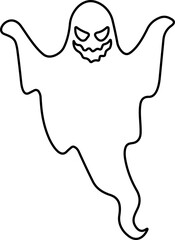 Obraz premium Ghost icon line Vector. Halloween concept, Cartoon Ghost, black ghost with eyes, spooky character, ghoul or spirit monsters silhouette with spooky faces. Horror holiday flying phantoms or nightmare