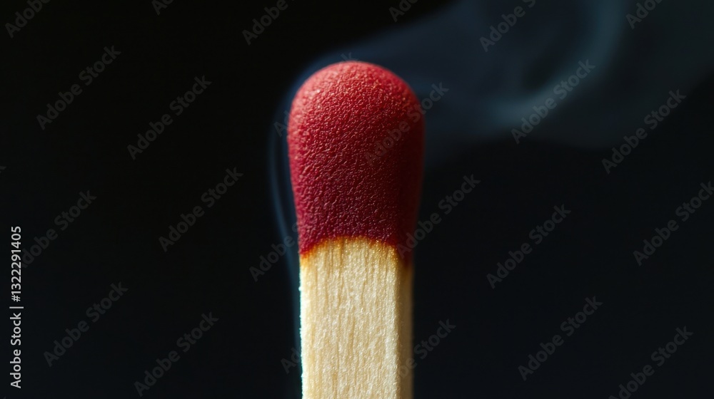 Poster a matchstick is ignited, creating a small flame that burns the tip while smoke rises gently into the