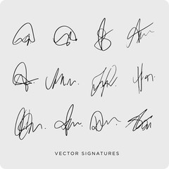 hand drawn signatures in vector