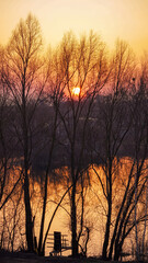 sunset over the lake spring Poland