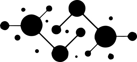Atomic structure and molecule network vector in modern flat and outline styles. Connection diagram and particle for chemistry, physics, biology, and science illustrations