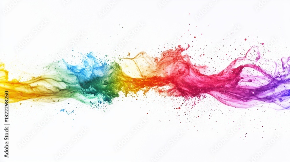 Aufkleber a fluid display of colorful splashes in rainbow hues moves gracefully from left to right, creating a