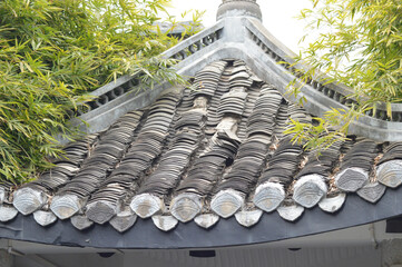 Roof tiles in former residence of Jia Yi, Changsha, Hunan, China